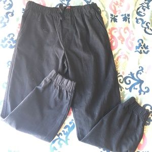 Black Drawstring Waist Cuffed Pants